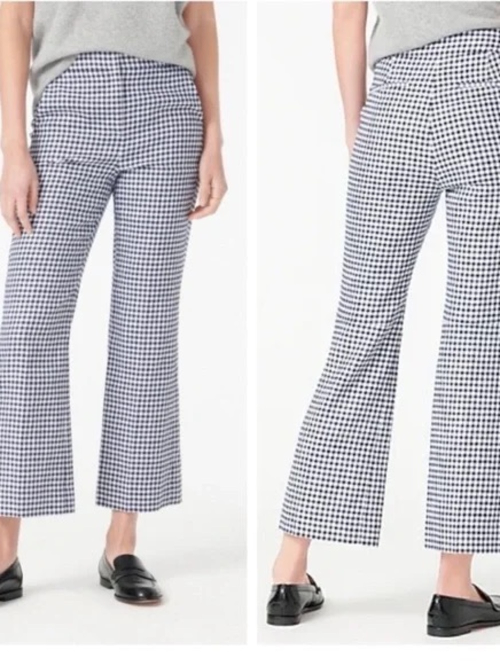 J. Crew Black & White Gingham Crop Flare Pants Hayden
